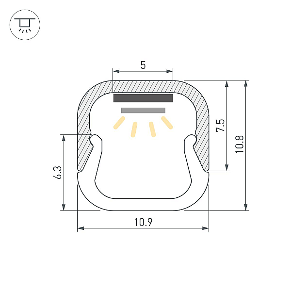Профиль Arlight LINE-D-1111-2000 SQUARE ANOD (Алюминий) 061084