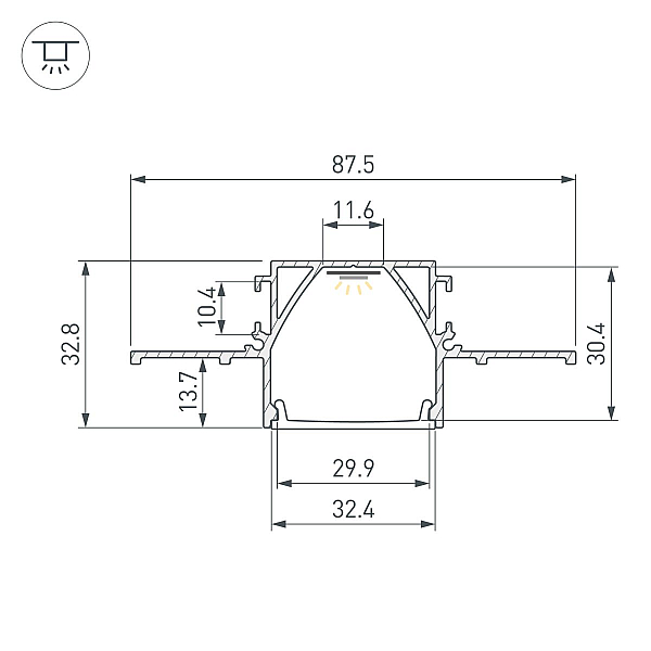 Профиль Arlight Arlight LINIA32-FANTOM-MID-2000 ANOD (Алюминий) 058472