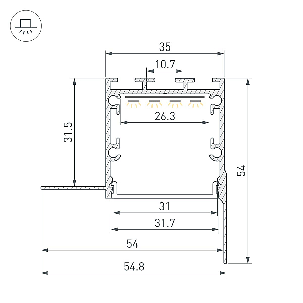 Профиль Arlight LINIA32-FANTOM-EDGE-2000 ANOD (Алюминий) 056263