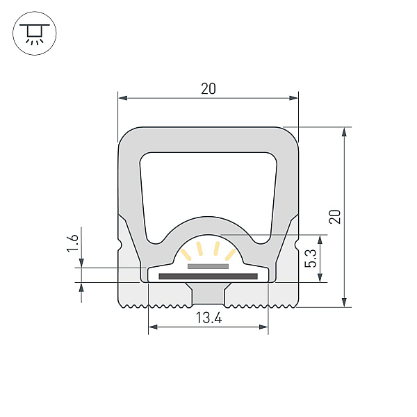 Силиконовый профиль Arlight WPH-FLEX-2020-TOP-S13-10m WHITE (Силикон) 062835