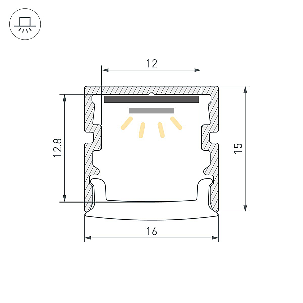 Профиль Arlight FANTOM-BENT-W16-SIDE-2000 ANOD (Алюминий) 064487