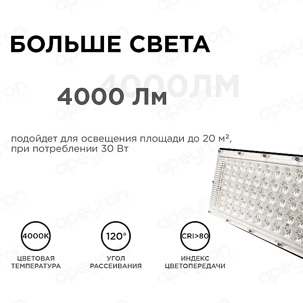Прожектор светодиодный Apeyron 30W 4000K 05-42