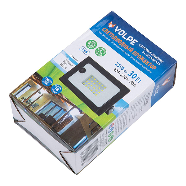 Прожектор светодиодный Volpe ULF-Q518 30W/6500K Sensor IP65 220-240V Black UL-00011679