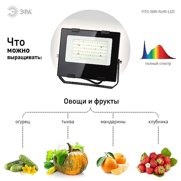 Прожектор светодиодный для растений ЭРА Fito-50W-Ra90-Led Б0047875