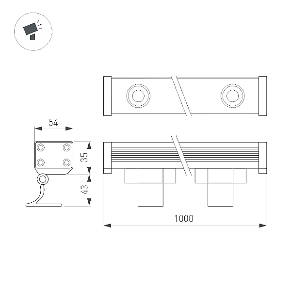 Линейный прожектор Arlight AR-LINE-1000-36W Day4000 (GR, 15x60 deg, 230V) 045472
