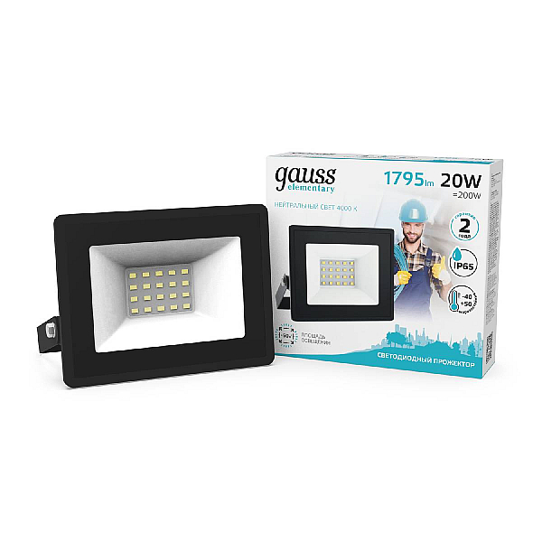 Прожектор светодиодный Gauss Elementary 20W 4000К 613100220