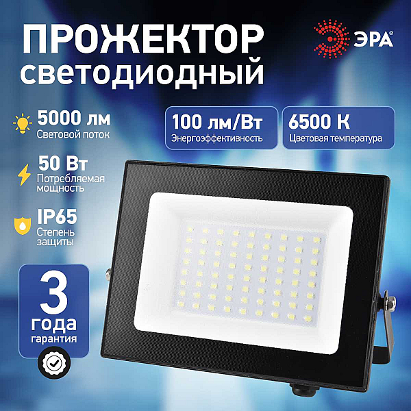 Прожектор светодиодный уличный ЭРА PRO LPR-062-0-65K-050 Б0064625