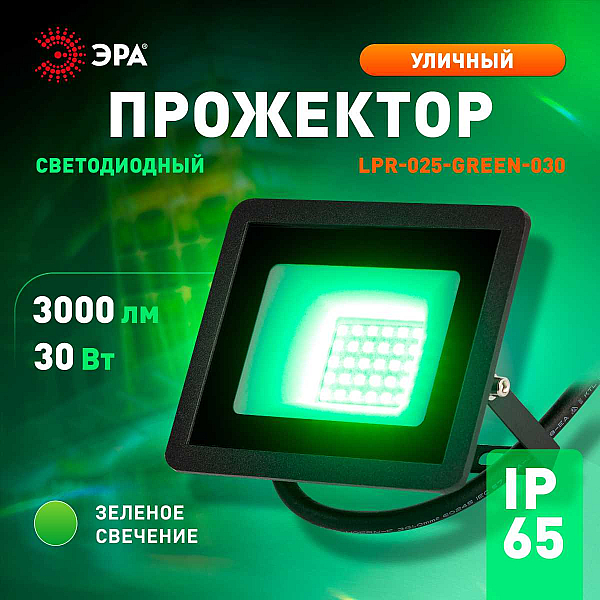 Прожектор светодиодный уличный ЭРА LPR-025-GREEN-030 Б0064672