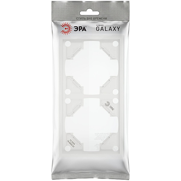 Рамка для розеток и выключателей ЭРА Galaxy 15-5002-08 на 2 поста белый матовый Б0070851
