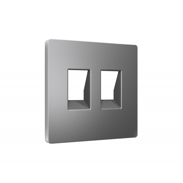 Лицевая панель Alfa (Антрацит серый) для компьютерной/телефонной двойной розетки RJ-45/RJ-11 Quant Ambrella Volt AP6621