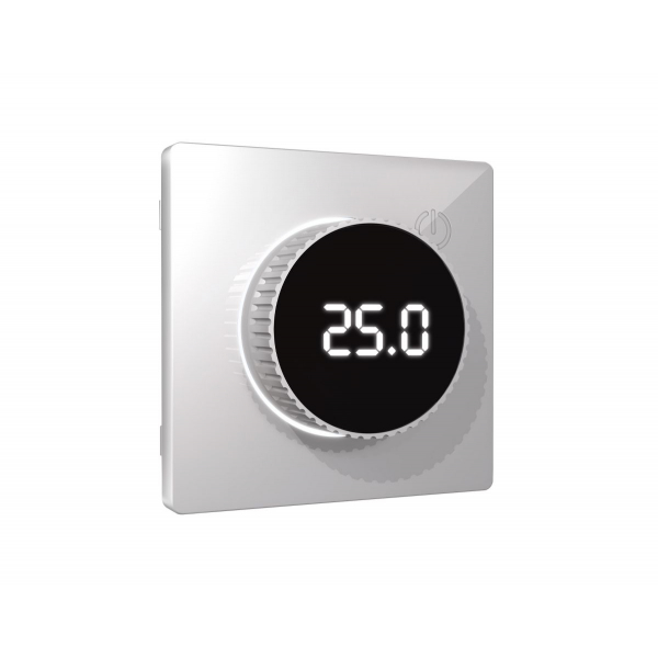 Лицевая панель Alfa (Серебро глянец) для терморегулятора теплого пола с цифровым дисплеем Quant Ambrella Volt AP4058