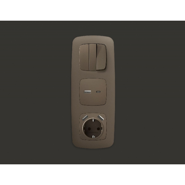 Лицевая панель для розетки с/з со шторками 2USB A+C Ambrella Volt Omega OP6400 Лицевая панель для розетки с/з со шторками 2USB A+C Ambrella Volt Omega OP6400