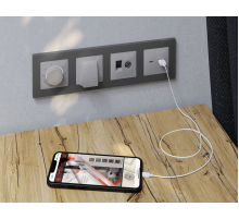 Лицевая панель Alfa (Серебро глянец) для вывода кабеля Quant Ambrella Volt AP4158