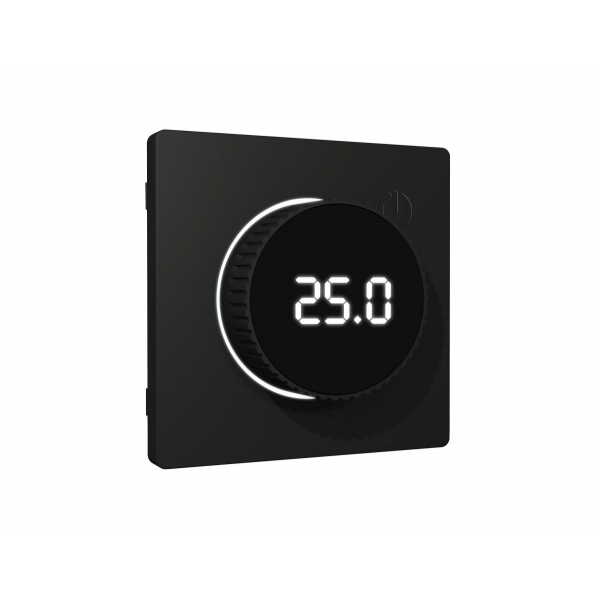 Лицевая панель Alfa (Черный матовый) для терморегулятора теплого пола с цифровым дисплеем Quant Ambrella Volt AP8058