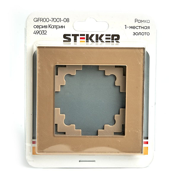 Рамка 1-постовая Stekker Катрин золото GFR00-7001-08 49032