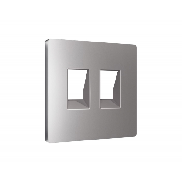 Лицевая панель Alfa (Сталь матовый) для компьютерной/телефонной двойной розетки RJ-45/RJ-11 Quant Ambrella Volt AP5121