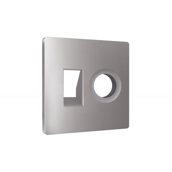 Лицевая панель Alfa (Сталь матовый) для компьютерной/телефонной + TV розетки RJ-45/RJ-11 Quant Ambrella Volt AP5125