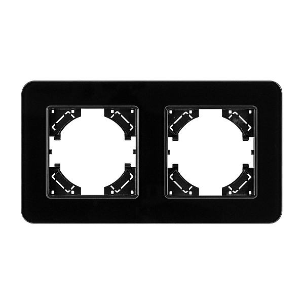 Рамка на 2 поста стеклянная Arlight FRM-OMALI-GS-2-BK 049693