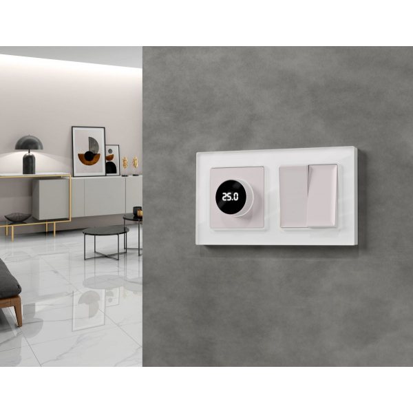 Лицевая панель Alfa (Жемчуг) для терморегулятора теплого пола с цифровым дисплеем Quant Ambrella Volt AP2058