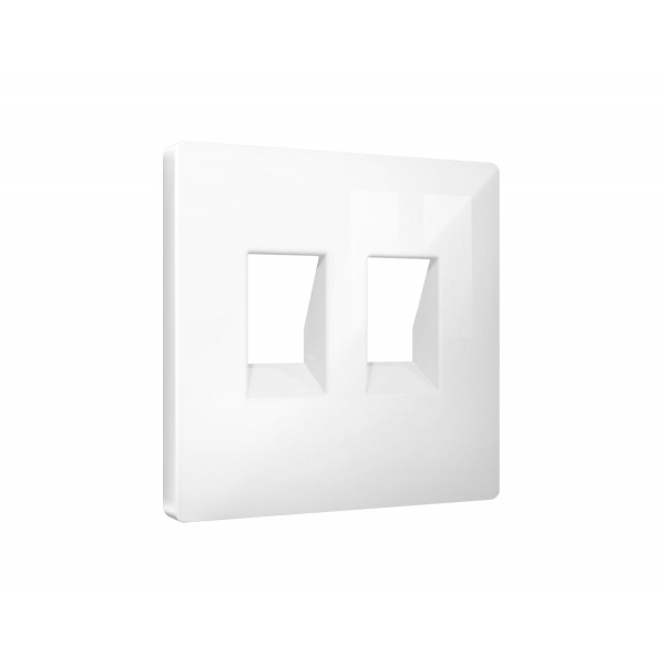 Лицевая панель Alfa (Белый глянец) для компьютерной/телефонной двойной розетки RJ-45/RJ-11 Quant Ambrella Volt AP1121