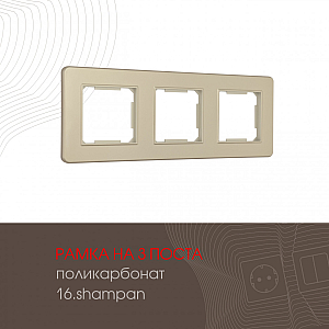 Рамка трехместная Arte Milano 502.16-3.shampan