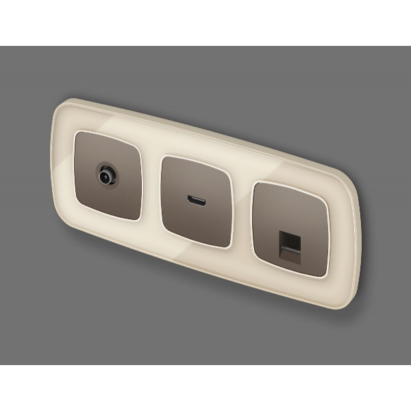 Лицевая панель для компьютерной/телефонной розетки RJ-45/RJ-11 Ambrella Volt Omega OP6420 Лицевая панель для компьютерной/телефонной розетки RJ-45/RJ-11 Ambrella Volt Omega OP6420