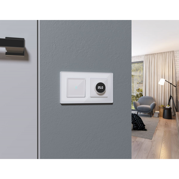 Лицевая панель Alfa (Белый глянец) для терморегулятора теплого пола с цифровым дисплеем Quant Ambrella Volt AP1058