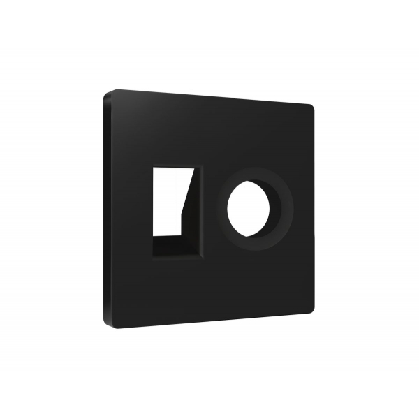 Лицевая панель Alfa (Черный матовый) для компьютерной/телефонной + TV розетки RJ-45/RJ-11 Quant Ambrella Volt AP8125