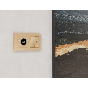 Лицевая панель Alfa (Шампань) для терморегулятора теплого пола с цифровым дисплеем Quant Ambrella Volt AP6058