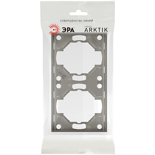 Рамка для розеток и выключателей ЭРА Arktik 16-5002-07 на 2 поста титан Б0070560