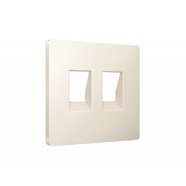 Лицевая панель Alfa (Бежевый матовый) для компьютерной/телефонной двойной розетки RJ-45/RJ-11 Quant Ambrella Volt AP3321