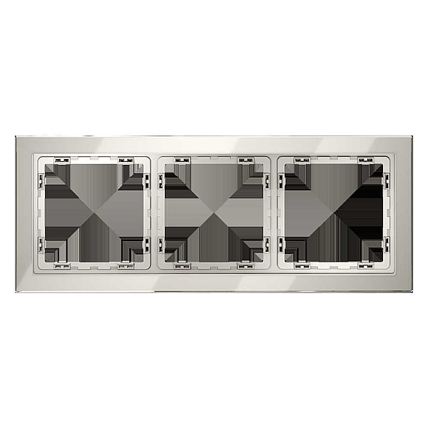 Рамка стеклянная Voltum S70 на 3 поста, (кашемир, стекло) VLS110303