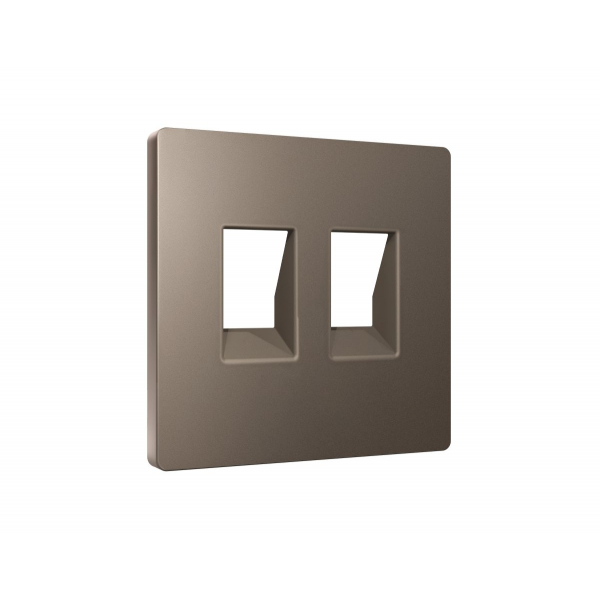 Лицевая панель Alfa (Темная бронза матовый) для компьютерной/телефонной двойной розетки RJ-45/RJ-11 Quant Ambrella Volt AP6421