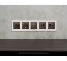 Лицевая панель Alfa (Темная бронза матовый) для компьютерной/телефонной двойной розетки RJ-45/RJ-11 Quant Ambrella Volt AP6421