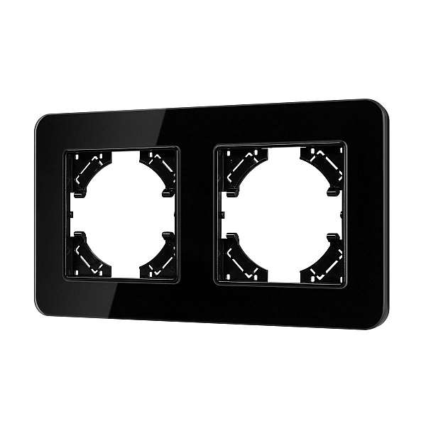 Рамка на 2 поста стеклянная Arlight FRM-OMALI-GS-2-BK 049693