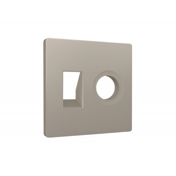Лицевая панель Alfa (Серо-бежевый матовый) для компьютерной/телефонной + TV розетки RJ-45/RJ-11 Quant Ambrella Volt AP3725