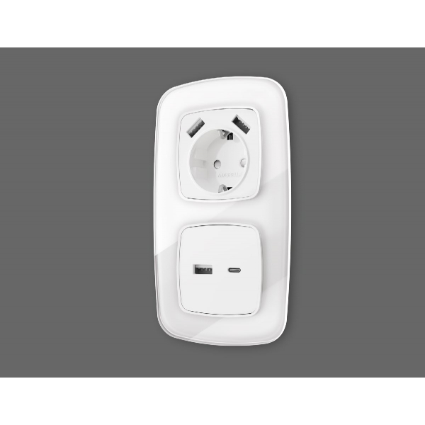 Лицевая панель для розетки 2USB A+C Ambrella Volt Omega OP1310 Лицевая панель для розетки 2USB A+C Ambrella Volt Omega OP1310