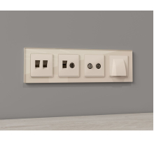 Лицевая панель Alfa (Бежевый матовый) для вывода кабеля Quant Ambrella Volt AP3358