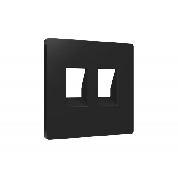 Лицевая панель Alfa (Черный матовый) для компьютерной/телефонной двойной розетки RJ-45/RJ-11 Quant Ambrella Volt AP8121