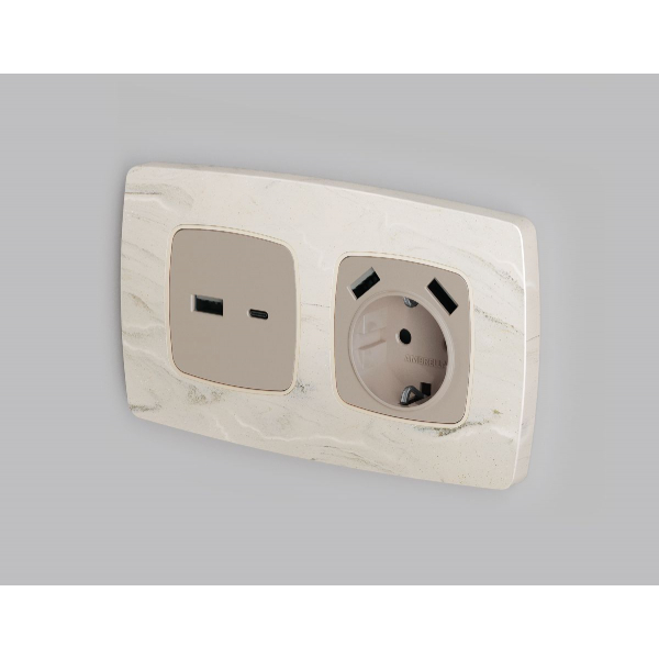 Лицевая панель для розетки 2USB A+C Ambrella Volt Omega OP3710 Лицевая панель для розетки 2USB A+C Ambrella Volt Omega OP3710