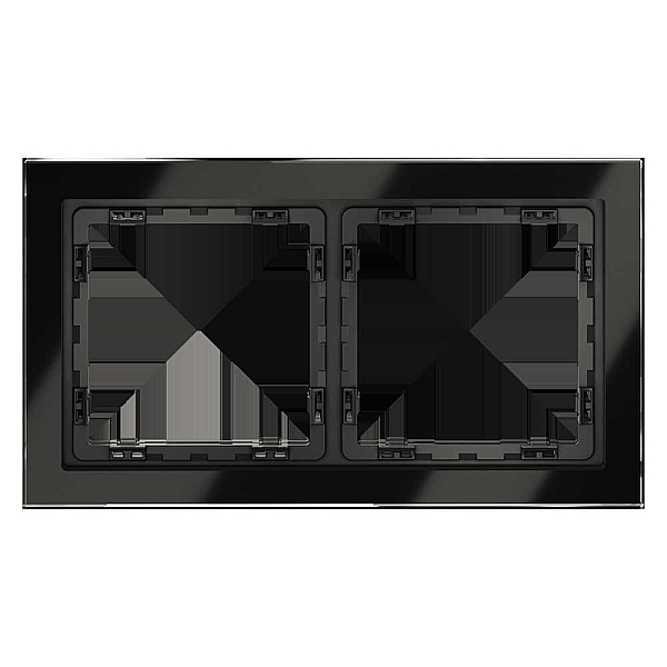 Рамка стеклянная Voltum S70 на 2 поста, (черный,стекло) VLS110208