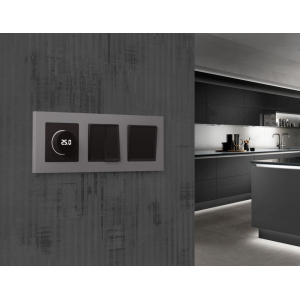 Лицевая панель Alfa (Черный матовый) для терморегулятора теплого пола с цифровым дисплеем Quant Ambrella Volt AP8058