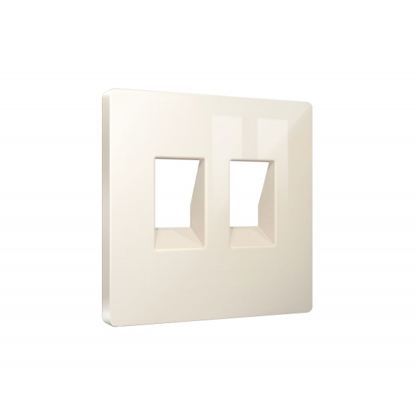 Лицевая панель Alfa (Бежевый глянец) для компьютерной/телефонной двойной розетки RJ-45/RJ-11 Quant Ambrella Volt AP3121