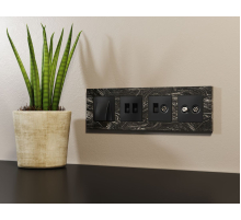 Лицевая панель Alfa (Черный матовый) для компьютерной/телефонной двойной розетки RJ-45/RJ-11 Quant Ambrella Volt AP8121