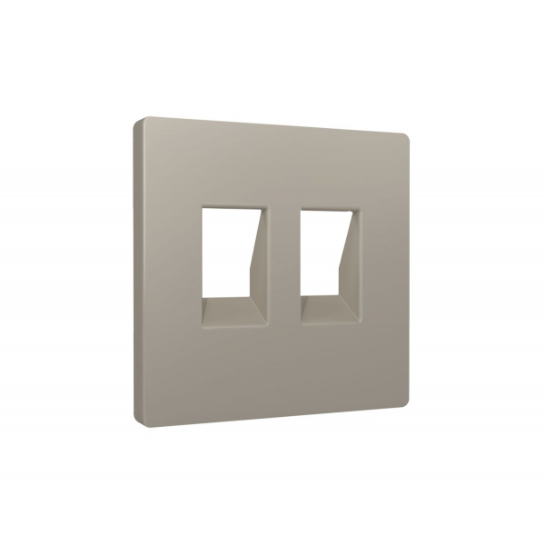 Лицевая панель Alfa (Серо-бежевый матовый) для компьютерной/телефонной двойной розетки RJ-45/RJ-11 Quant Ambrella Volt AP3721