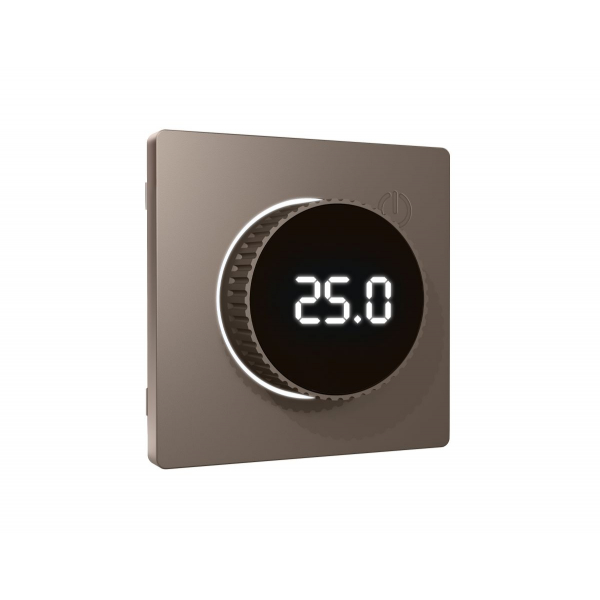 Лицевая панель Alfa (Темная бронза матовый) для терморегулятора теплого пола с цифровым дисплеем Quant Ambrella Volt AP6358