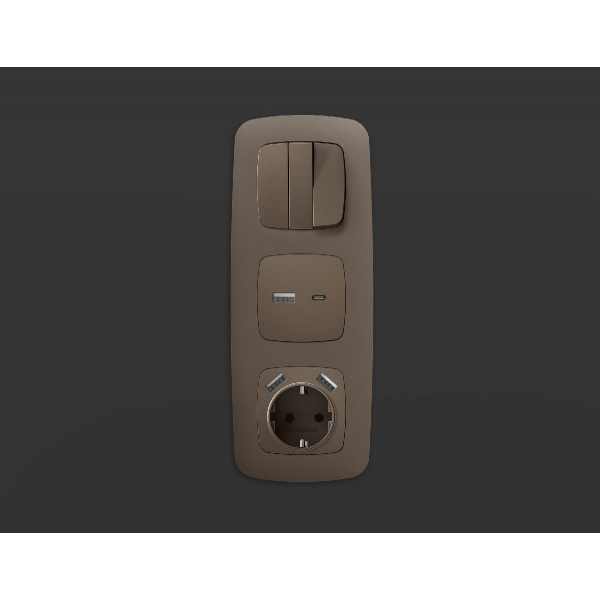 Лицевая панель для розетки с/з со шторками 2USB A+A Ambrella Volt Omega OP6390 Лицевая панель для розетки с/з со шторками 2USB A+A Ambrella Volt Omega OP6390