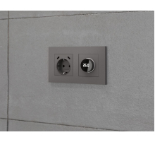 Лицевая панель Alfa (Антрацит серый) для электрической розетки с/з со шторками 2USB C+C Quant Ambrella Volt AP6605