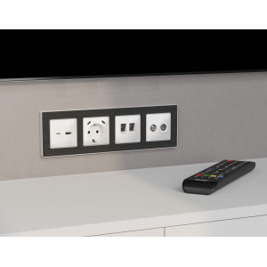 Лицевая панель Alfa (Белый глянец) для TV двойной розетки Quant Ambrella Volt AP1133