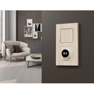 Лицевая панель Alfa (Бежевый матовый) для терморегулятора теплого пола с цифровым дисплеем Quant Ambrella Volt AP3258